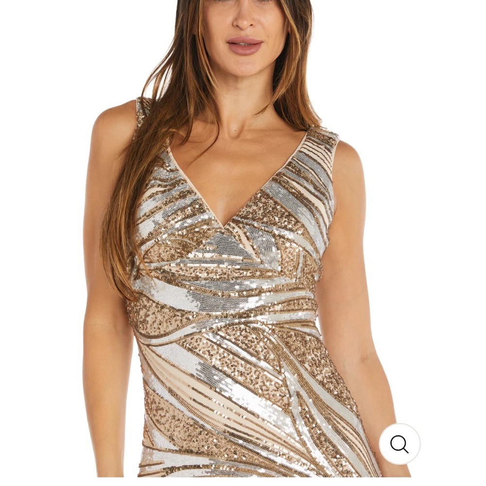 R&M Richards Gold and Silver Prom Dress - Picture 3 of 10